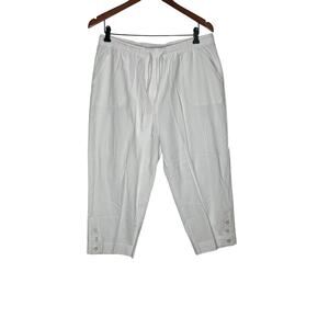 Cathy Daniels New size L pants white pull-on 100% cotton crinkle material